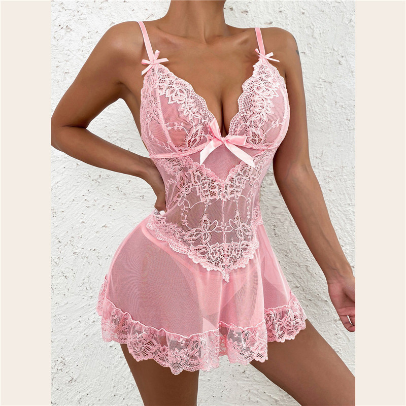 Sheer Mesh Bra - Sexy kant babydoll jurkje met open